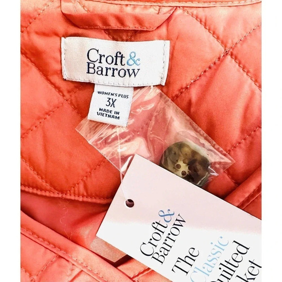 NWT CROFT & BARROW Women Button Down Quilted Orange Jacket Lightweight 3X - Picture 13 of 15